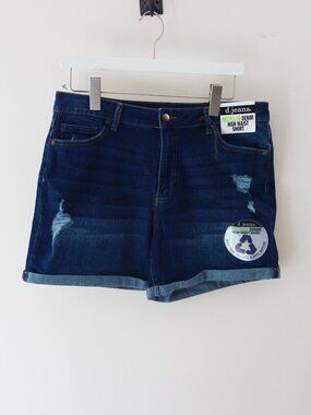 d.jeans Recycled Distressed Denim High Waist Short size 12 NWT! Dark wash